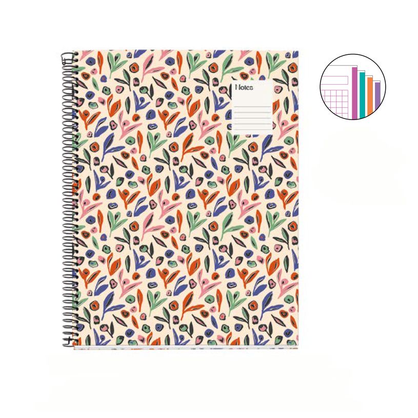 8422593040492-Miquelrius Notebook design Lifestyle - Cahier à spirale - A4 - 100 feuilles - petits carreaux (5x5 mm) - garden l--1