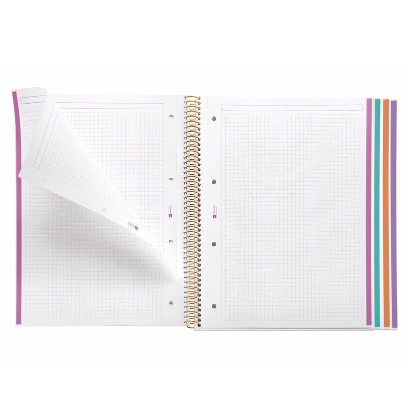 8422593042885-Miquelrius Notebook design Lifestyle - Cahier à spirale - A4 - 100 feuilles - petits carreaux (5x5 mm) - fl--2