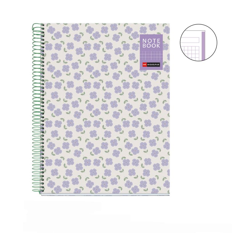 8422593043868-Miquelrius Notebook design Natura - Cahier à spirale - A5 - 80 feuilles - petits carreaux (5x5 mm) - v--1