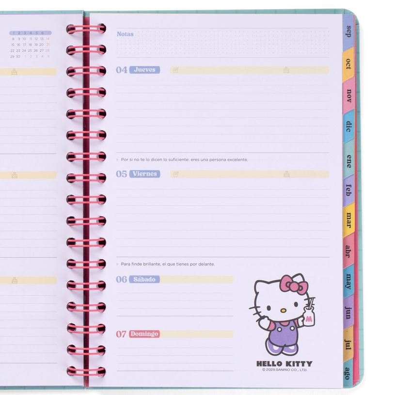 8445641065360-Mr. Wonderful Hello Kitty - Agenda - 2025-2026 - vue de la semaine - anneaux métalliques reliés - petits - 160 pages --P_405251358_2-1