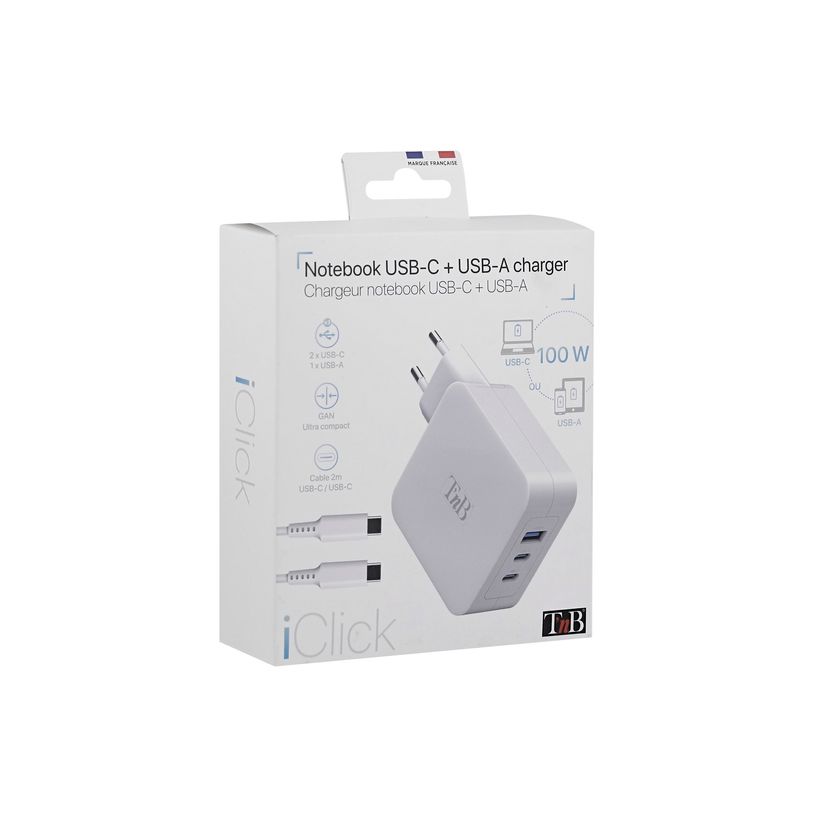 3303170115619-T'nB - Chargeur secteur - 2 connecteurs de sortie (24 pin USB-C, USB type A) - blanc-P_405251788_6-3