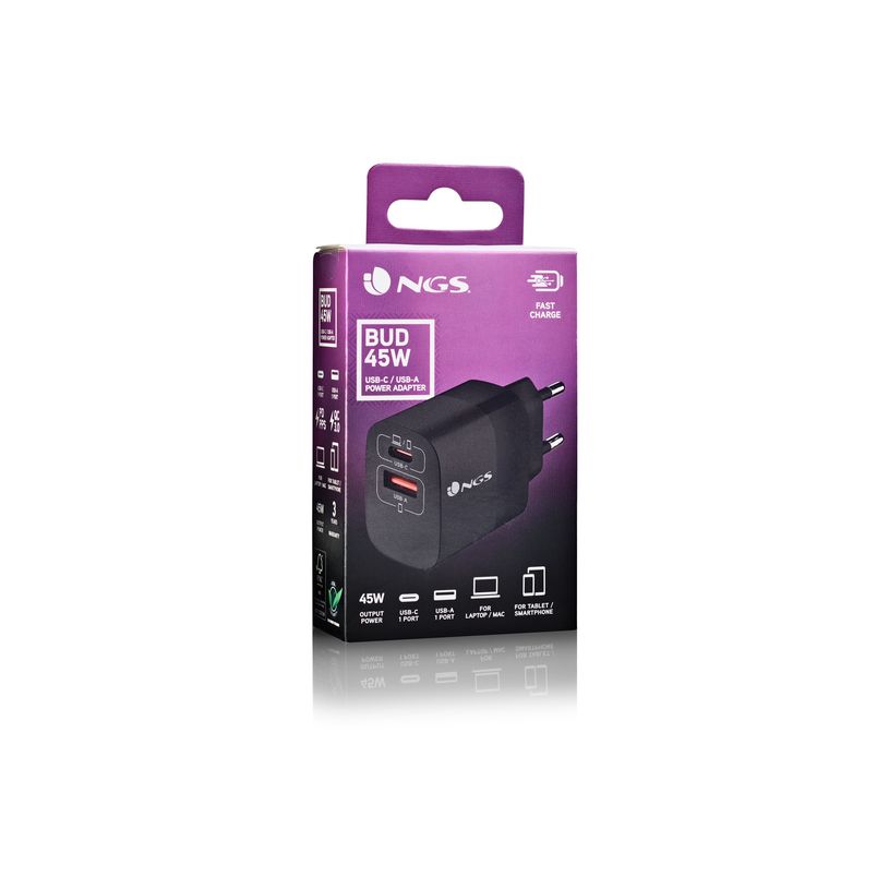 8435430624830-NGS - Chargeur secteur - Ultra Rapide - 45 Watt - 2 connecteurs de sortie (USB-C, USB-A) --P_405251854_7-2