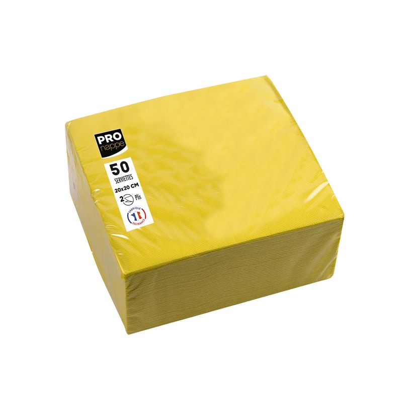 3281516220244-Pronappe - Serviette - Taille 20 x 20 cm - jetable - jaune (pack de 50)-P_405251996_4-3