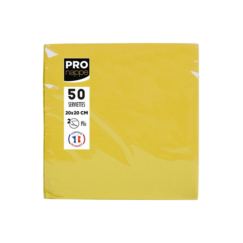 3281516220244-Pronappe - Serviette - Taille 20 x 20 cm - jetable - jaune (pack de 50)-P_405251996_5-8