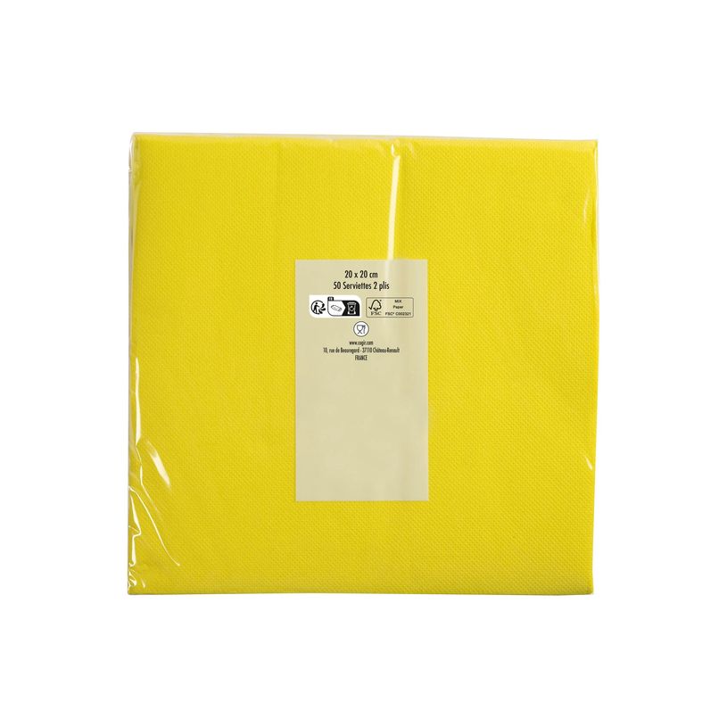 3281516220244-Pronappe - Serviette - Taille 20 x 20 cm - jetable - jaune (pack de 50)-P_405251996_7-7