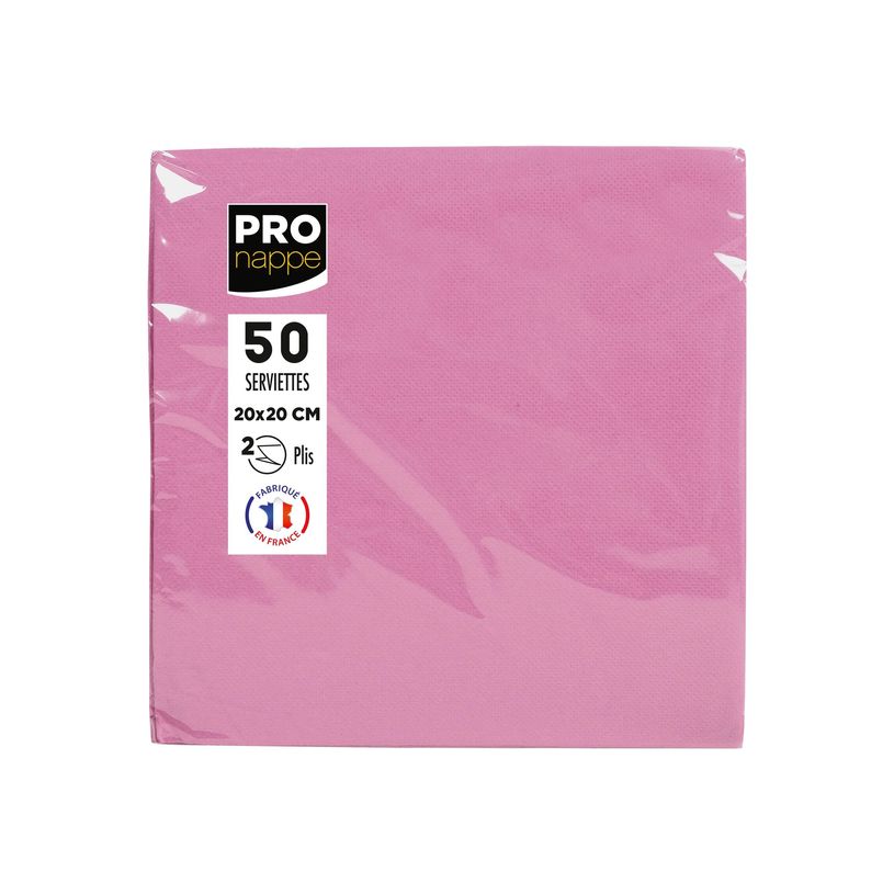3281516220411-Pronappe - Serviette - Taille 20 x 20 cm - jetable - rose poudré (pack de 50)-P_405251998_1-0
