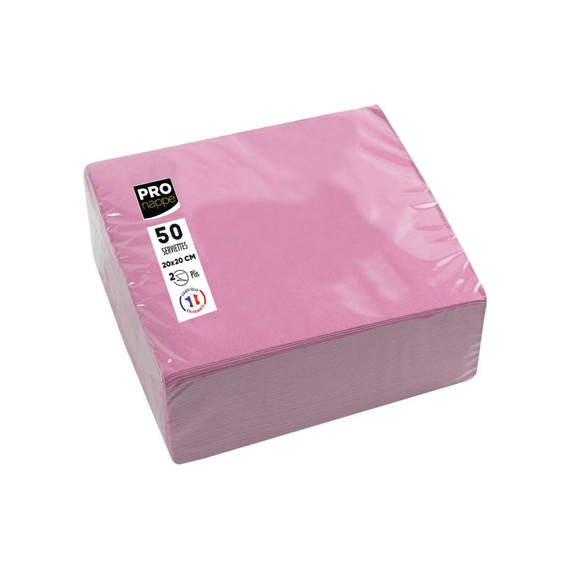 3281516220411-Pronappe - Serviette - Taille 20 x 20 cm - jetable - rose poudré (pack de 50)-P_405251998_4-5