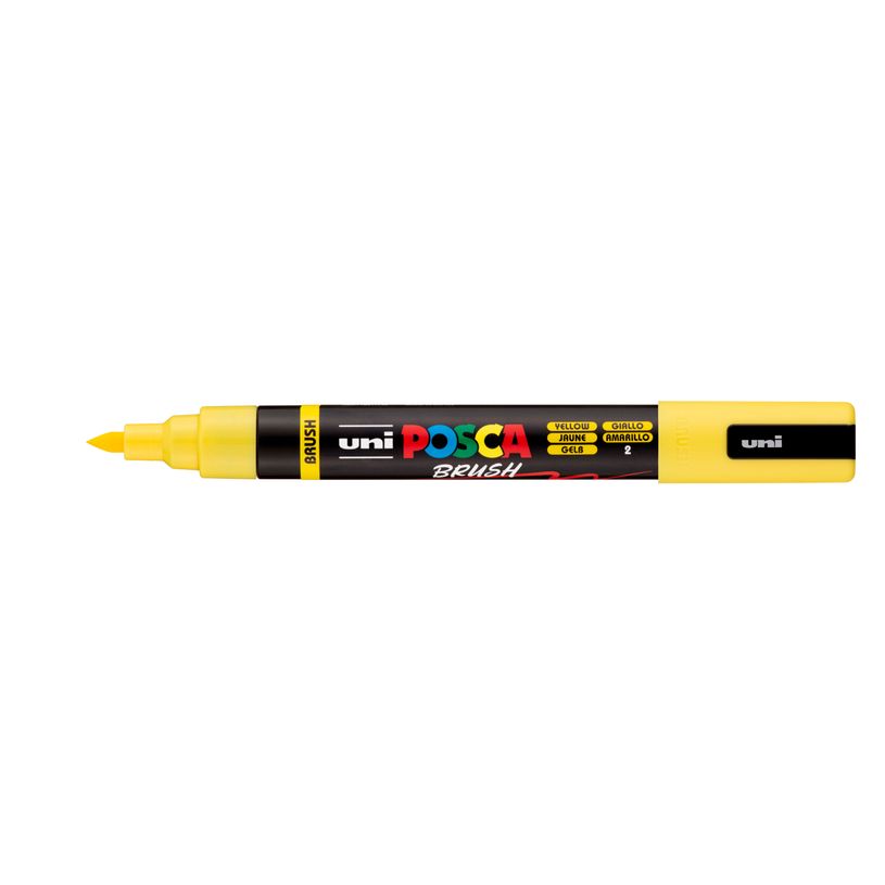 4902778311745-Posca - Marqueur peinture pointe moyenne brush - 1-4 mm - jaune--0