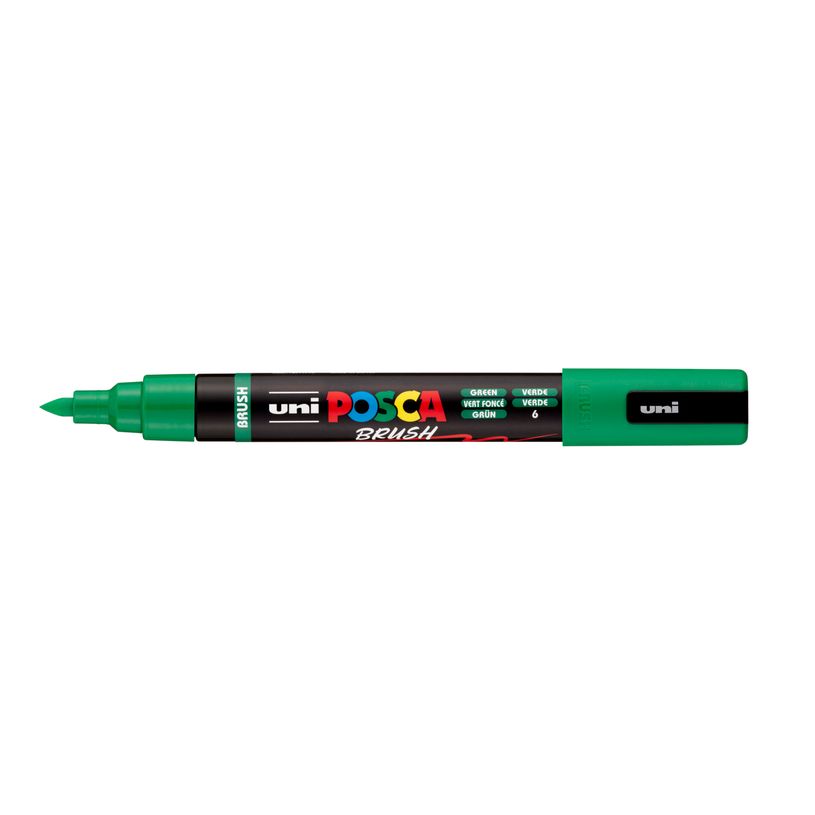 4902778311776-Posca - Marqueur peinture pointe moyenne brush - 1-4 mm - vert foncé--0