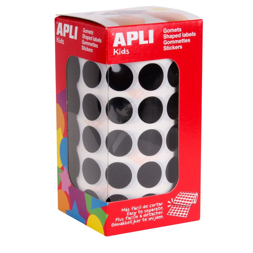 8410782114871-APLI kids - Roll of round stickers - 15 mm, 59 sheets - noir--0