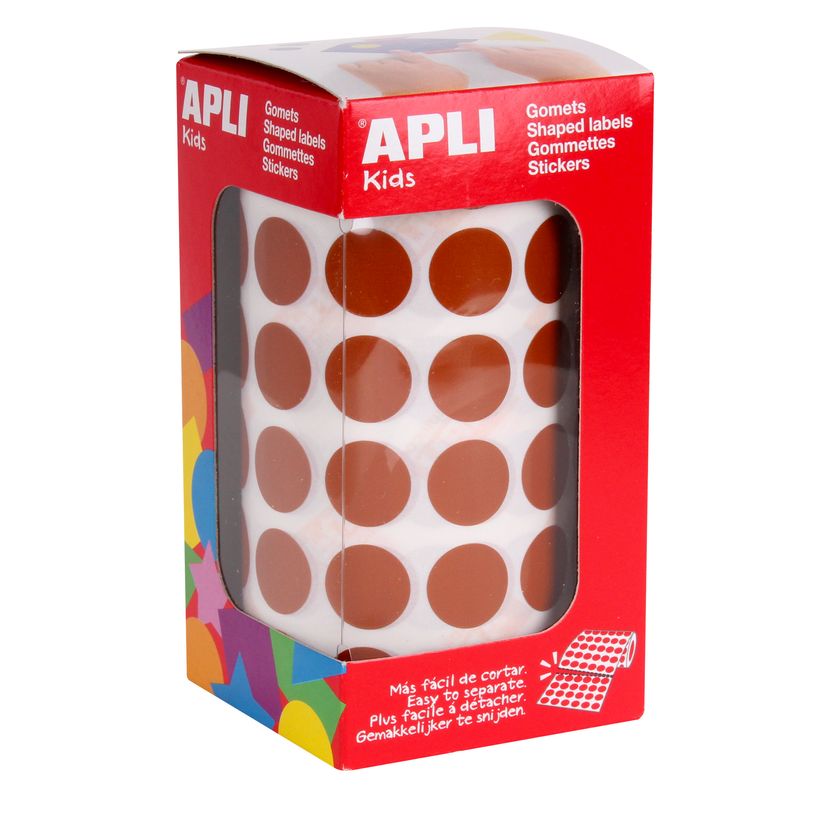 8410782114864-APLI kids - Roll of round stickers - 15 mm, 59 sheets - brun--0