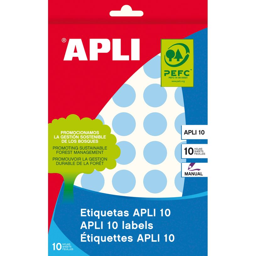 8410782027430-APLI kids - Adhésif décoratif - 320 pièces - cercle - 1,9 cm de diamètre - 8 feuilles - bleu pastel--0