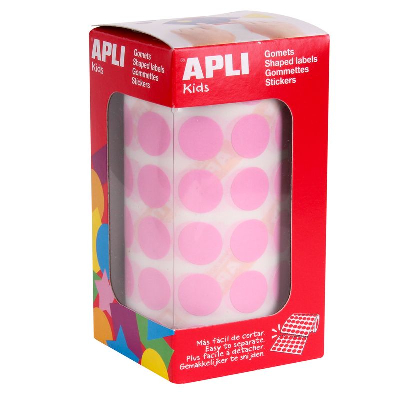 8410782114840-APLI kids - Roll of round stickers - 15 mm, 59 sheets - rose--0