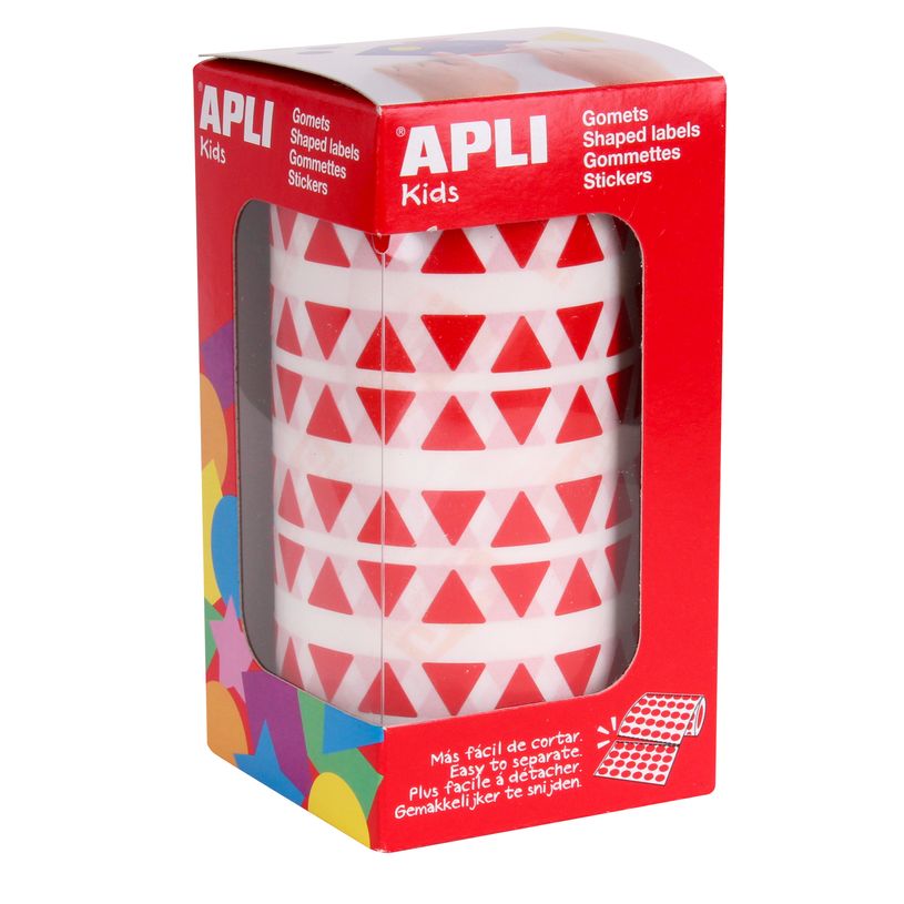 8410782048657-APLI kids - Adhésif décoratif - 6136 pièces - triangulaire - 10.5 mm diameter - 59 feuilles - rouge - p--0