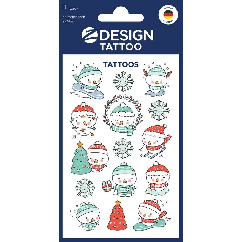 4004182541524-15 tatouages bonhommes de neige de Noël--0