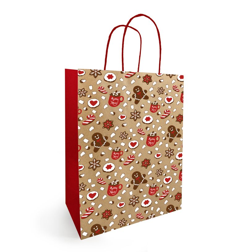 3281650628227-50 Sacs cadeau kraft - 22 x 18 x 8 cm -  Biscuit--0