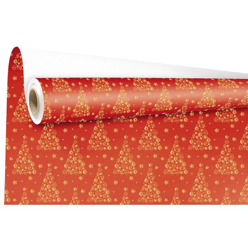 3281650628296-Rouleau papier cadeau kraft - 0,69 x 25 m - goldy rouge--0