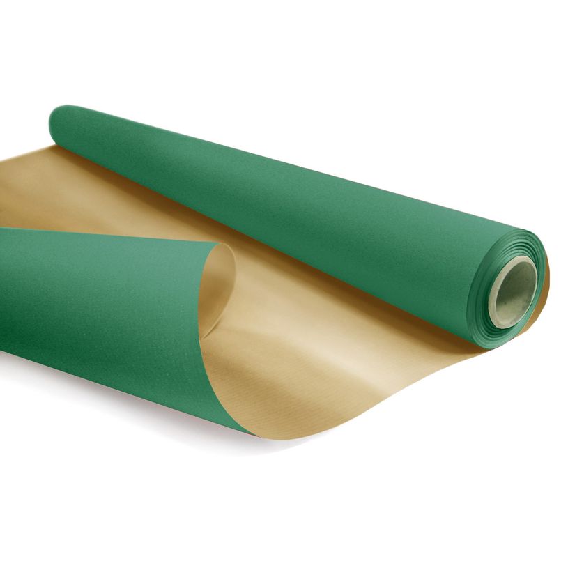 3281650607079-Rouleau papier cadeau kraft - 0,69 x 25 m - duo or et vert--0