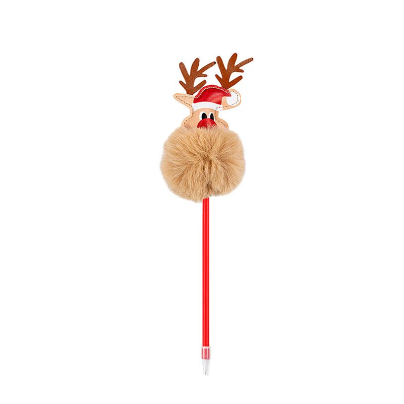 3135252734995-Stylo pompon Noël - Peluche et PU - couleurs assorties - Viquel--1