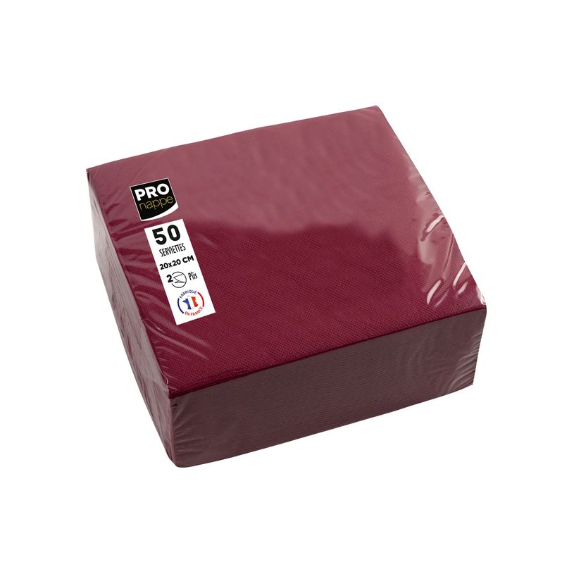 3281516220084-Pronappe - Serviette - Taille 20 x 20 cm - jetable - bordeaux (pack de 50)-P_405252002_3-2