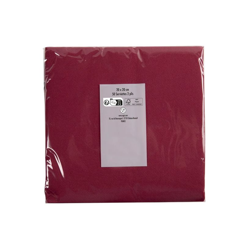 3281516220084-Pronappe - Serviette - Taille 20 x 20 cm - jetable - bordeaux (pack de 50)-P_405252002_7-4