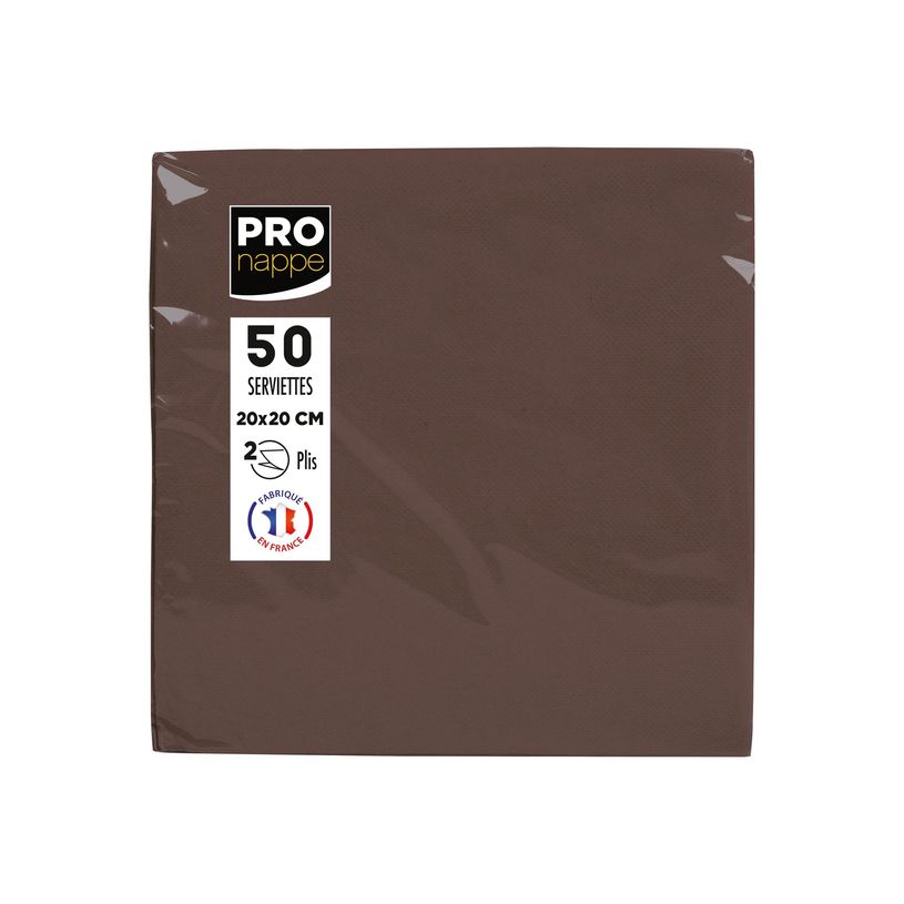 3281516220114-Pronappe - Serviette - Taille 20 x 20 cm - jetable - chocolat (pack de 50)-P_405252003_1-0