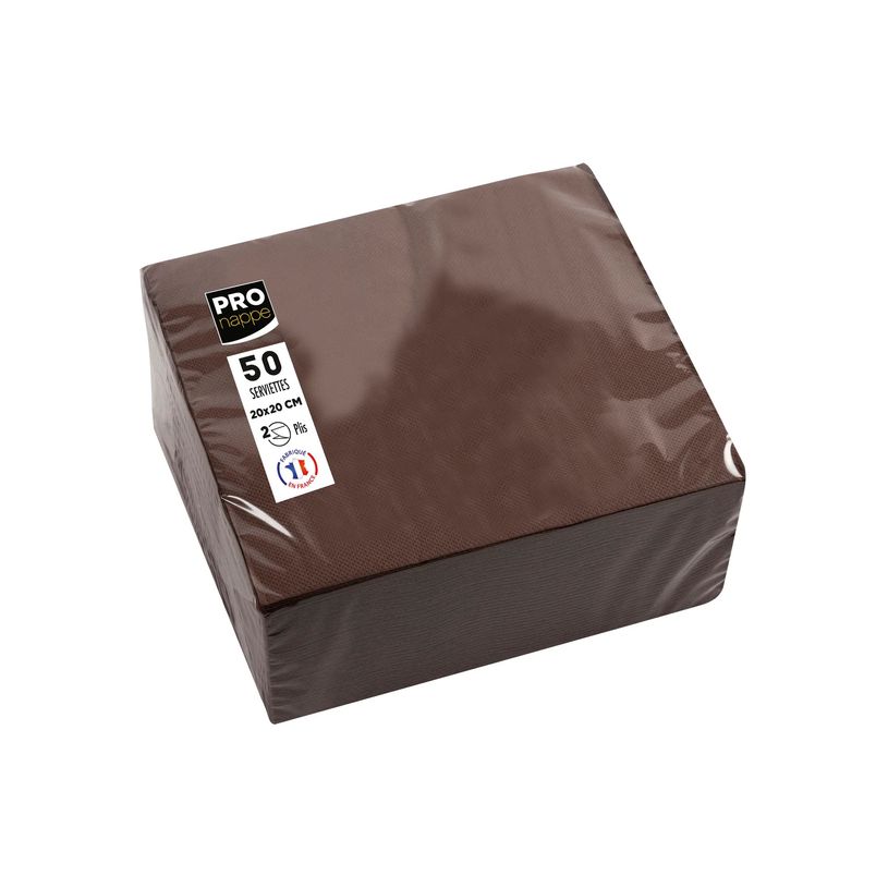 3281516220114-Pronappe - Serviette - Taille 20 x 20 cm - jetable - chocolat (pack de 50)-P_405252003_3-4
