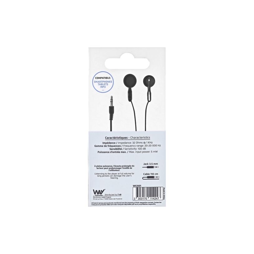 0404052520767-T'nB ONE - Écouteurs  filaire - jack 3,5mm - noir-P_405252076_4-3