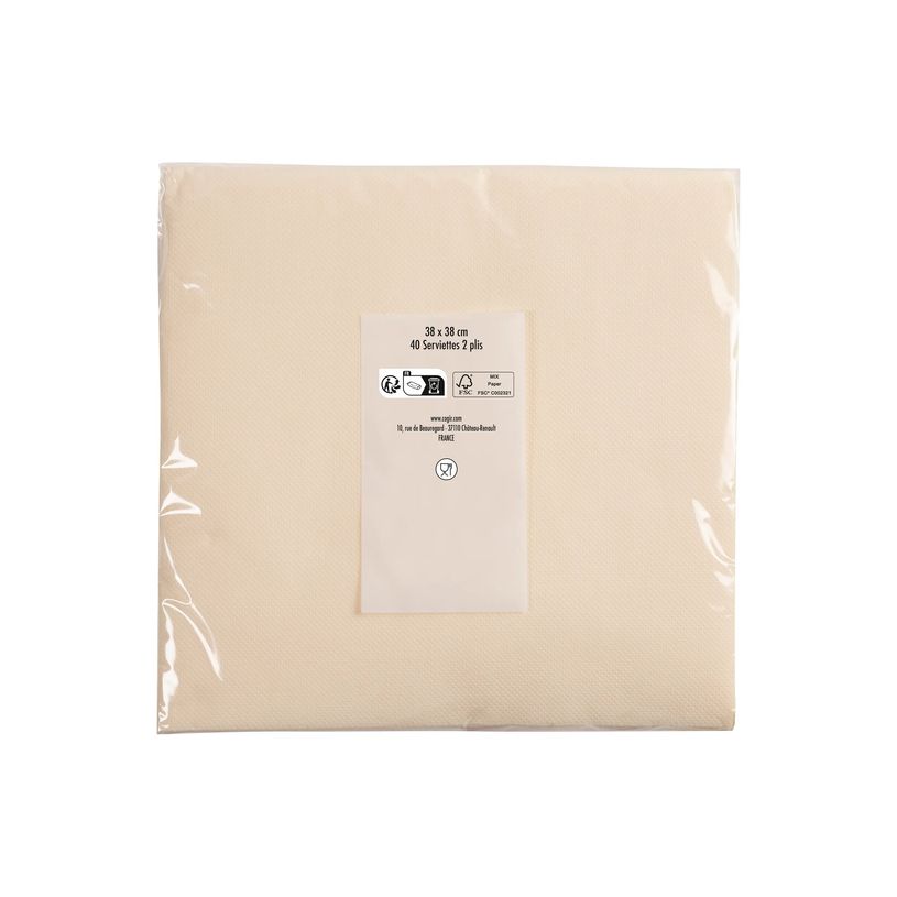3281516238027-Pronappe - Serviette - Taille 38 x 38 cm - jetable - ivoire (pack de 40)-P_405252155_3-4
