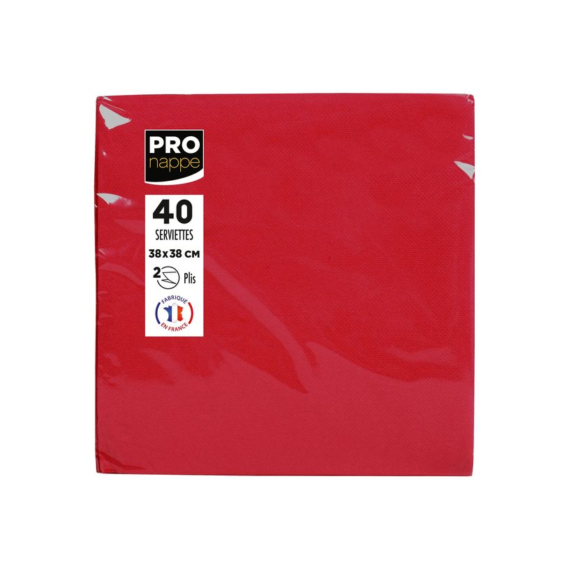 3281516238096-Pronappe - Serviette - Taille 38 x 38 cm - jetable - rouge (pack de 40)-P_405252156_1-0