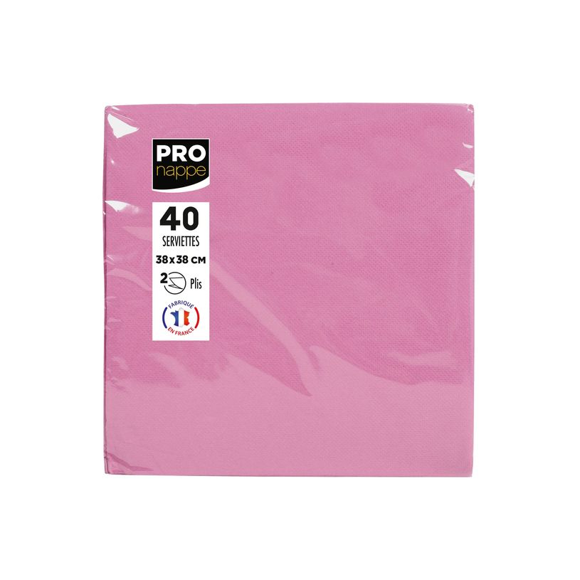3281516238416-Pronappe - Serviette - Taille 38 x 38 cm - jetable - rose poudré (pack de 40)-P_405252157_4-5