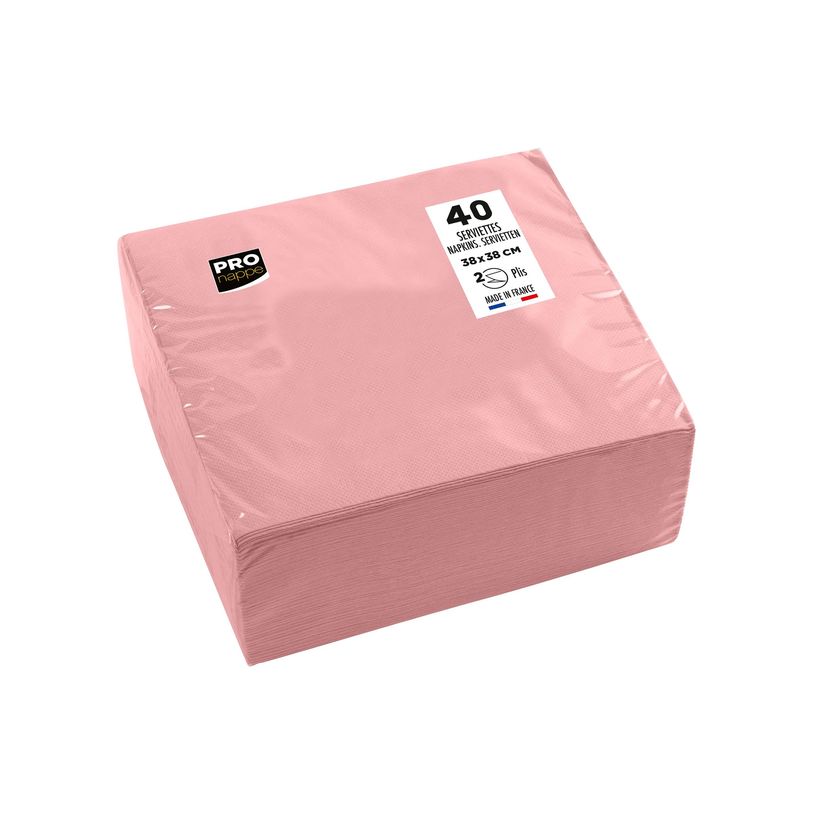3281516238416-Pronappe - Serviette - Taille 38 x 38 cm - jetable - rose poudré (pack de 40)-P_405252157_5-1