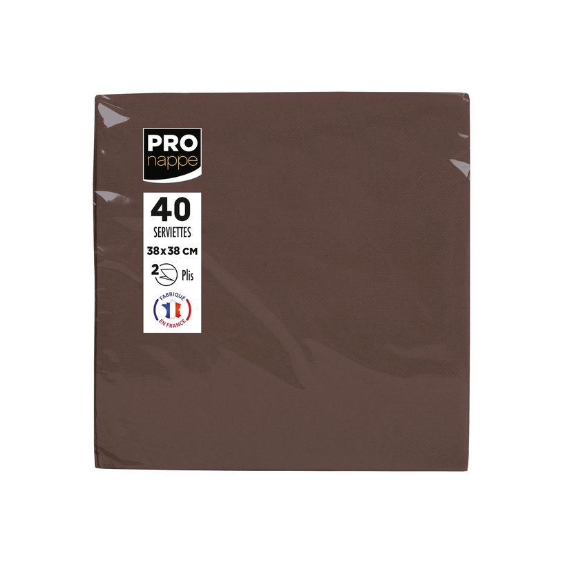 3281516238119-Pronappe - Serviette - Taille 38 x 38 cm - jetable - chocolat (pack de 40)-P_405252160_1-0