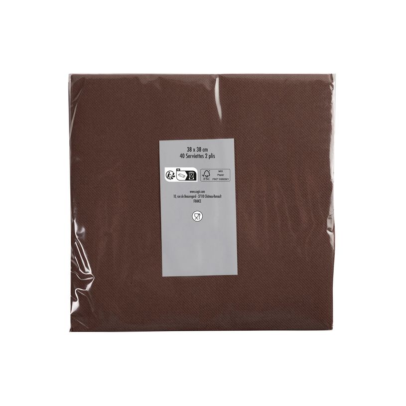 3281516238119-Pronappe - Serviette - Taille 38 x 38 cm - jetable - chocolat (pack de 40)-P_405252160_2-6