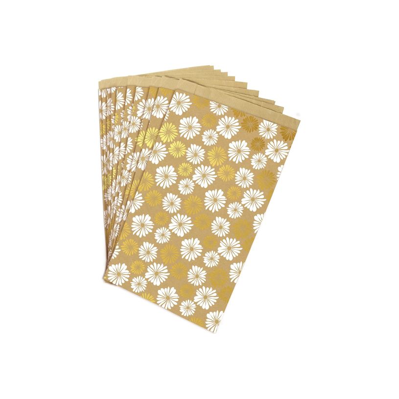 3663619207429-Clairefontaine - Sac d'expédition - 24 cm x 35 cm - fleur - or - pack de 50-P_405252823_1-0