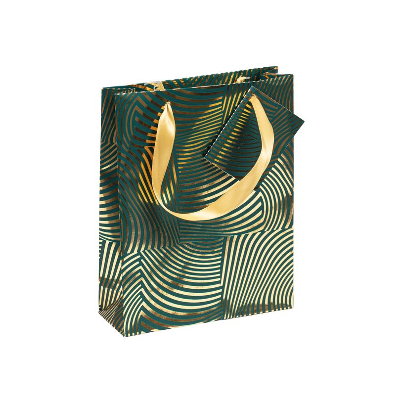 3329682129111-Clairefontaine Rhodia - Sac cadeau moyen 17 x 6 x 22 cm - vert, or-P_405252851_1-0