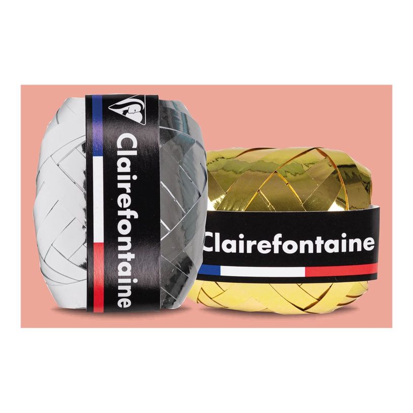 3665086027517-Clairefontaine - Ruban d'emballage cadeau - 0.7 cm x 10 m - métallique - or, argent-P_405252861_6-1