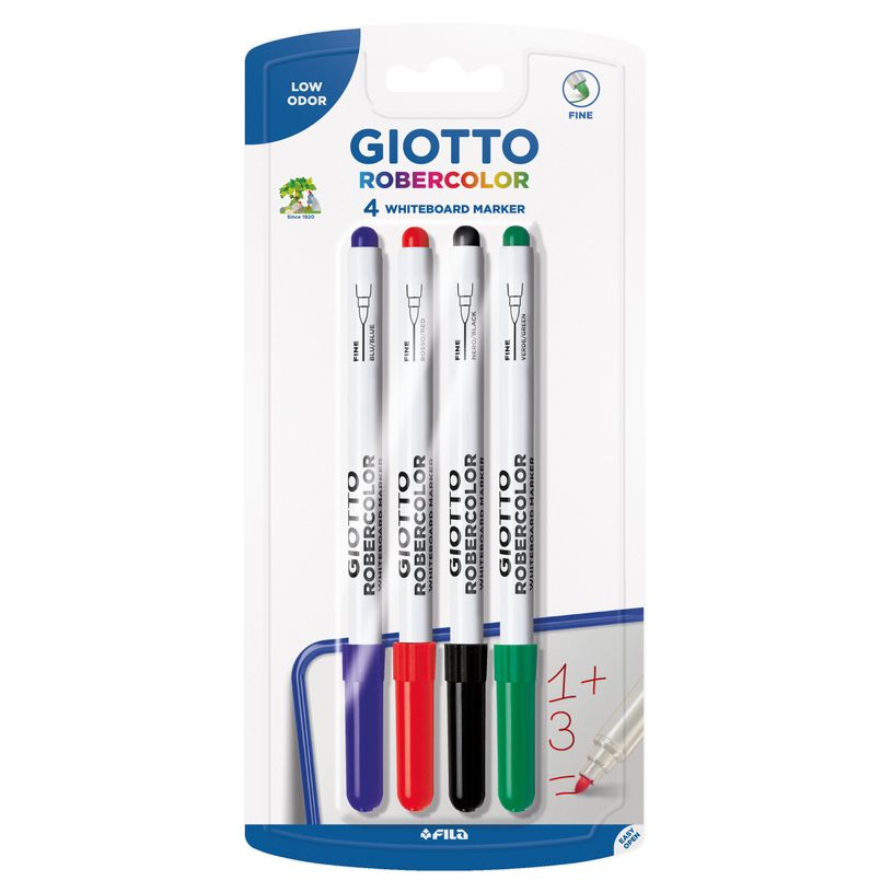 8000825065859-Giotto Robercolor – 4 Marqueurs Tableau Blanc Pointe Fine – Effaçables à Sec – Cou-P_405252963_1-0