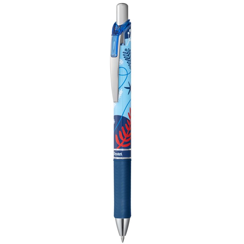 884851112293-Pentel Energel Edition limitée Winter - Roller encre gel rétractable BL77WT - 0,7 mm - Corps bleu - En--0