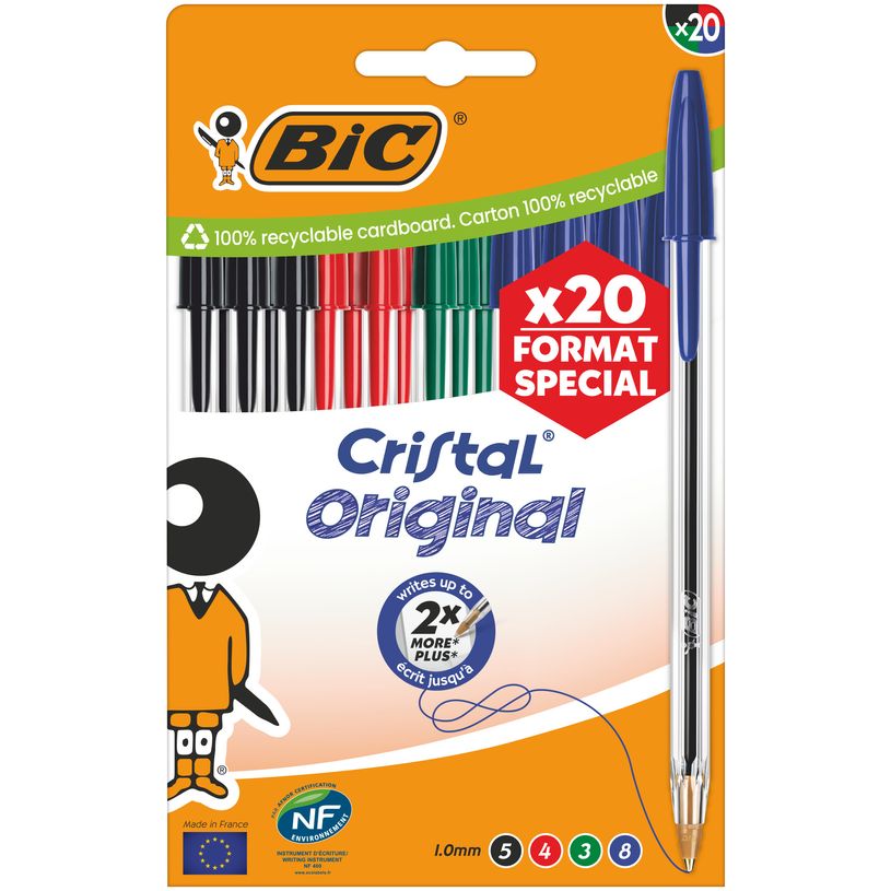 3086123764019-BIC - Stylo bille Cristal Original - assortiment x20--1