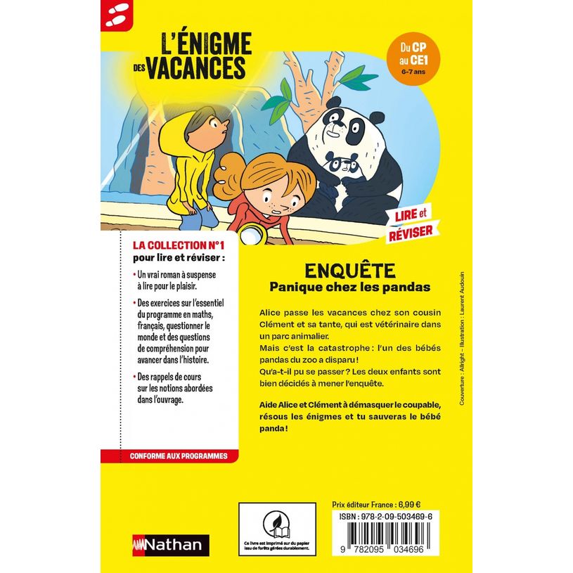 9782095034696-L'énigme des vacances - Panique chez les pandas - du CEP au CE1--1