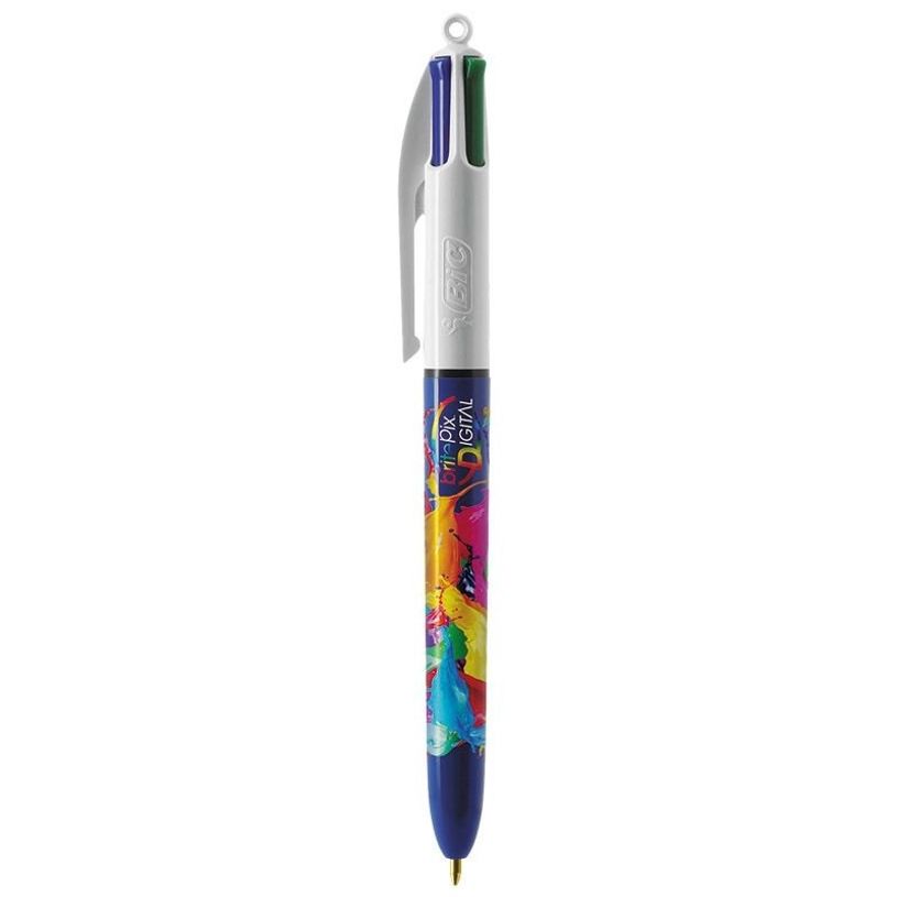 3086123776708-BIC 4 Couleurs Original - Stylo à bille 4 couleurs (rouge, bleu, vert, noir) - décors hydro bleu--0