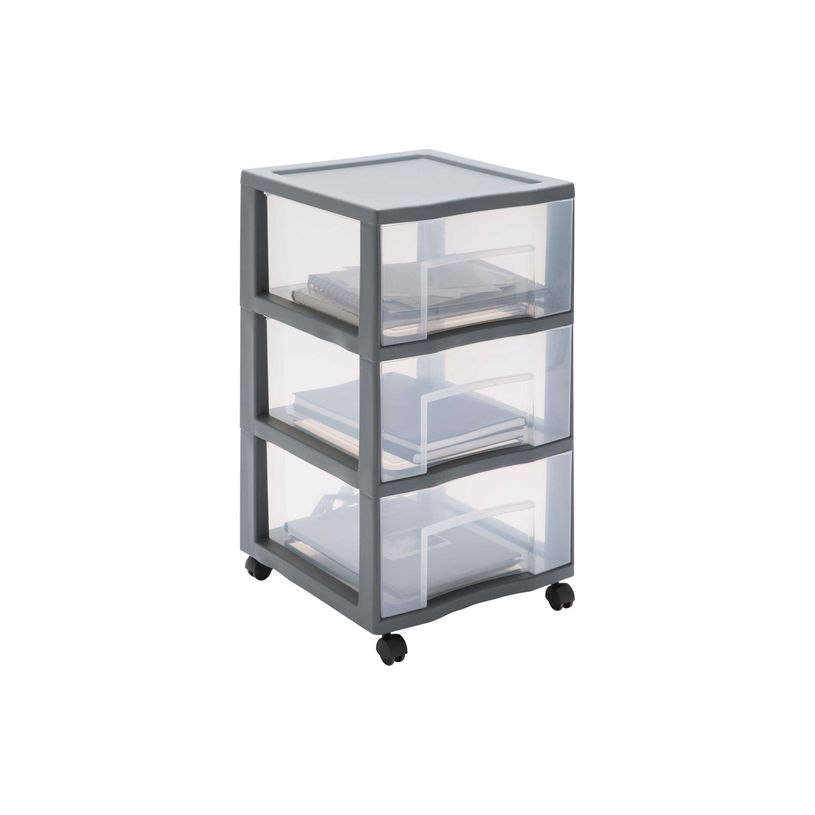 3234530012678-Sundis - Tour de rangement XL - 3 tiroirs - 55.2 litres - gris, translucide-P_405253773_1-0