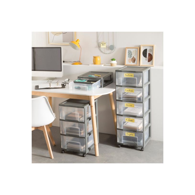 3234530012685-Sundis - Tour de rangement XL - 5 tiroirs - 92 litres - gris, translucide-P_405253774_1-3