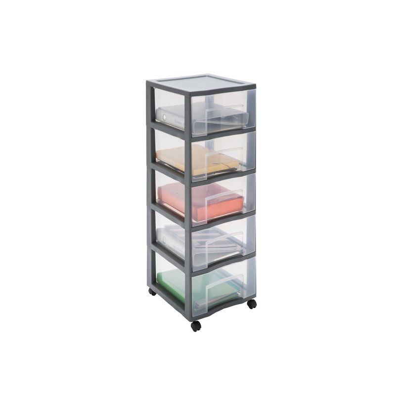3234530012685-Sundis - Tour de rangement XL - 5 tiroirs - 92 litres - gris, translucide-P_405253774_4-0