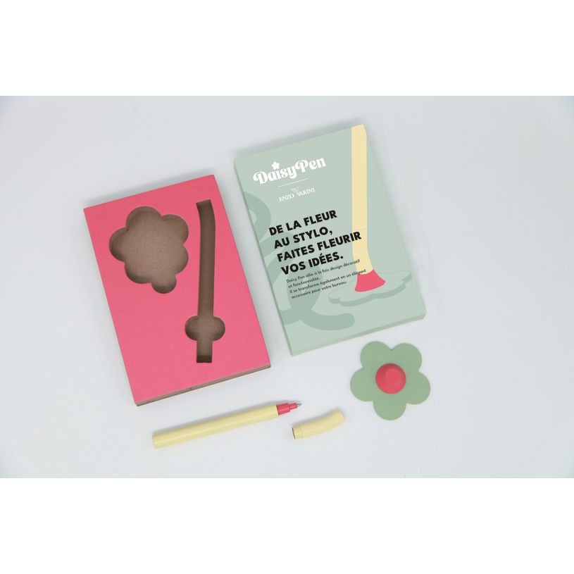 3219918230028-Roller magnétique sur socle ENZO VARINI "Daisy pen" coloris jaune & vert--7