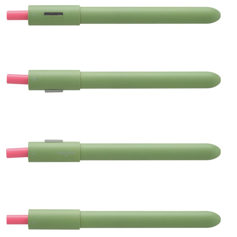 3219918250026-Stylo à bille rétractable ENZO VARINI "4 en 1 CMYK" coloris du corps vert & rose--4