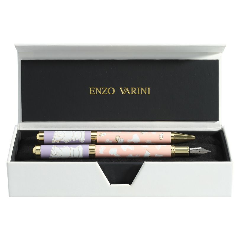 3219918260186-Parure bille + plume ENZO VARINI "Palazzo Greek Têtes" coloris rose & violet--0