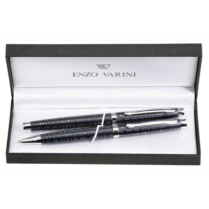 3219918260384-Parure bille + plume ENZO VARINI "Taormina XL Bugs" motifs papillons coloris gris clair --3