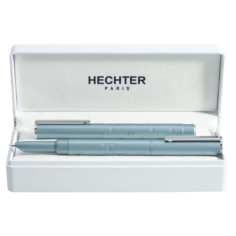 3219911860345-Parure plume + roller HECHTER PARIS "Silhouette Milky Way" coloris bleu clair métallisé--0